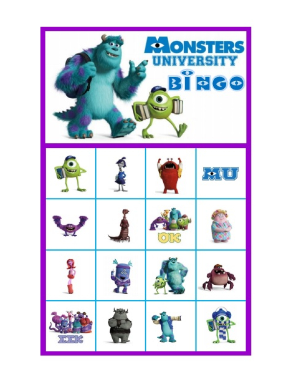 Bingo Monsters University